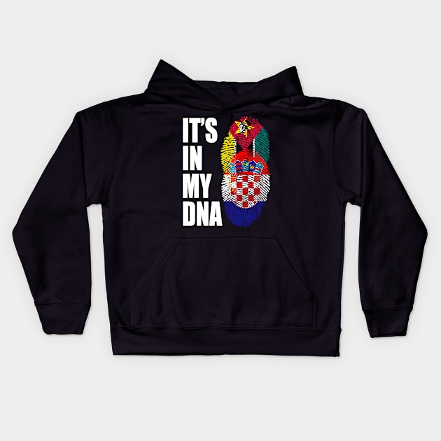 Croatian And Mozambican Mix DNA Flag Heritage Kids Hoodie by Just Rep It!!